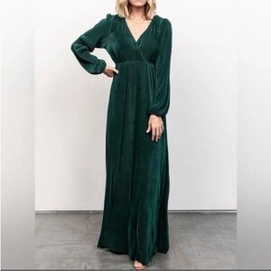 BALTIC BORN Elegant Green Ribbed Maxi Dress XS